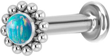 Rustokoru/traguskoru, Titanium Balls Around Labret with Blue Opal