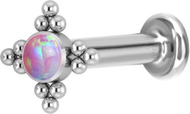 Rustokoru/traguskoru, Titanium Star Flower Labret with Pink Opal