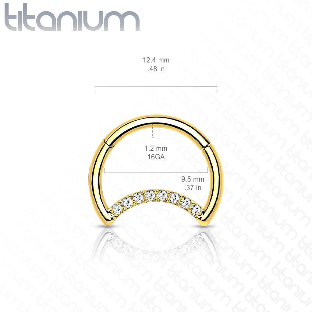 Piercing Ring, Implant Grade Titanium Crescent Moon in Gold