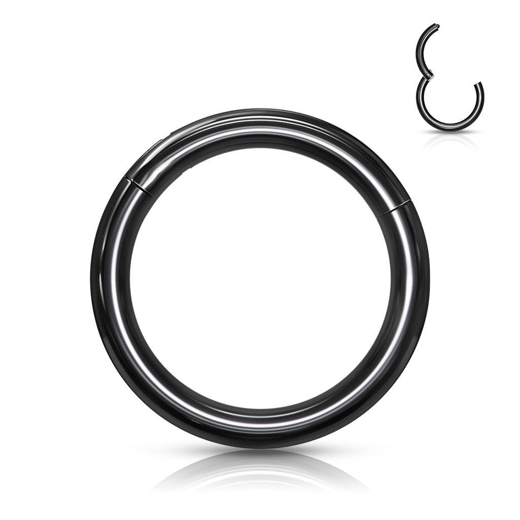 Piercing ring 1.2mm, Titanium Clicker in Black