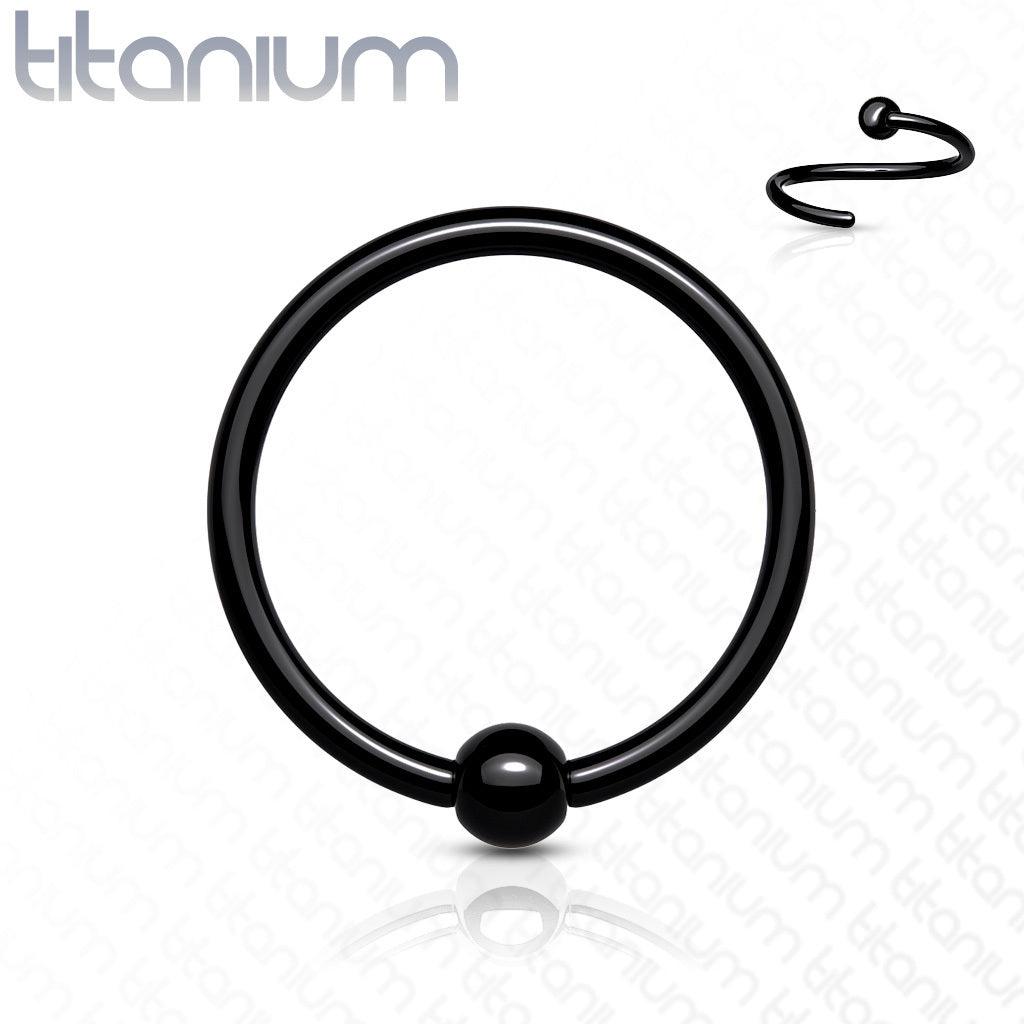 Piercing ring 0.8mm, Implant Grade Titanium Bendable Ring in Black