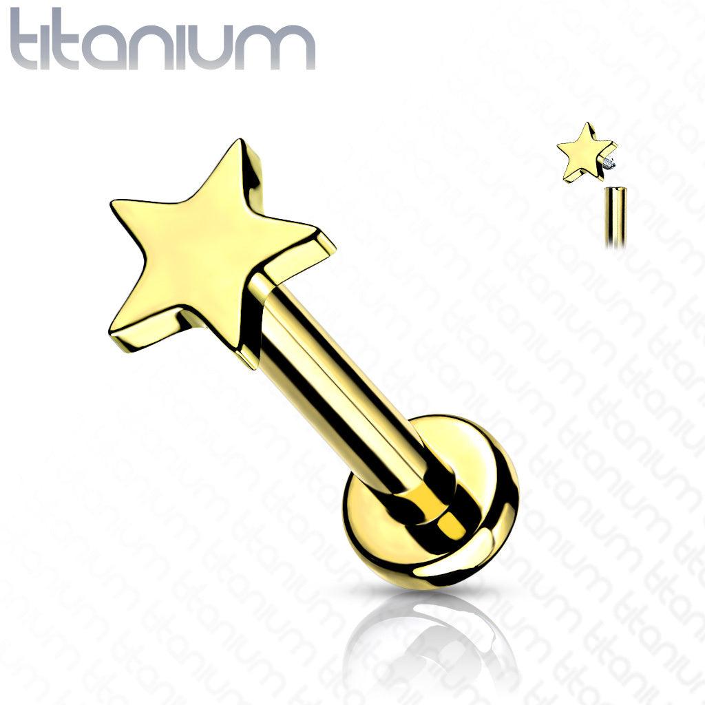 Cartilage jewelry/tragus jewelry, Implant Grade Titanium Mini Gold Star