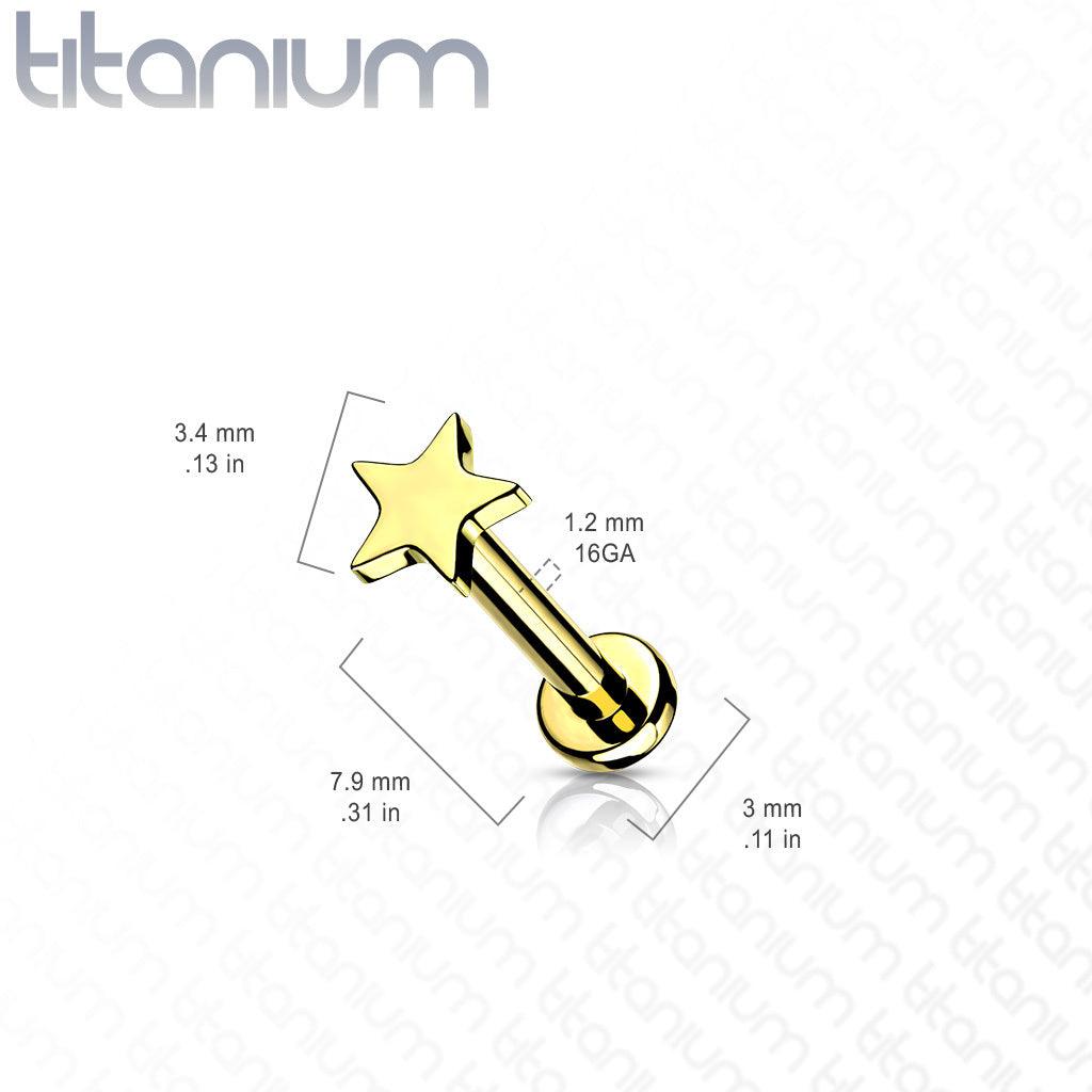 Cartilage jewelry/tragus jewelry, Implant Grade Titanium Mini Gold Star