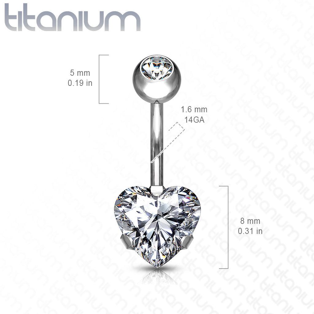 Napakoru, Implant Grade Titanium Prong Set Heart CZ in Turqoise