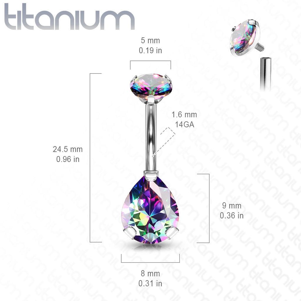 Titanium pendant, Teardrop CZ clear teardrop pendant