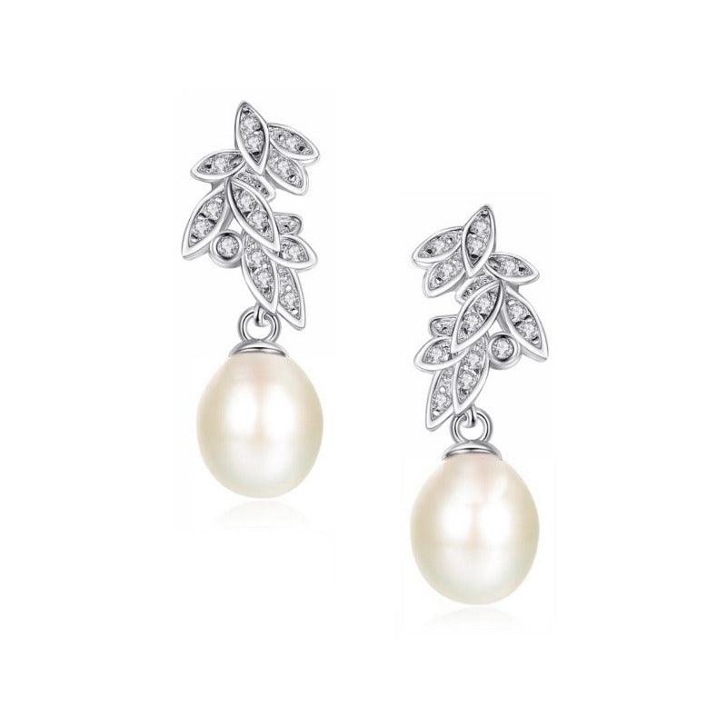 Crystal earrings, ATHENA BRIDAL|Graceful Natural Pearl Earrings