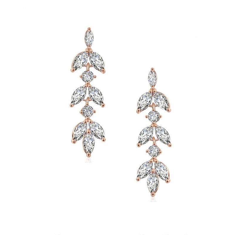 Crystal earrings, ATHENA BRIDAL|Romantic Adelie Earrings (Rosegold)