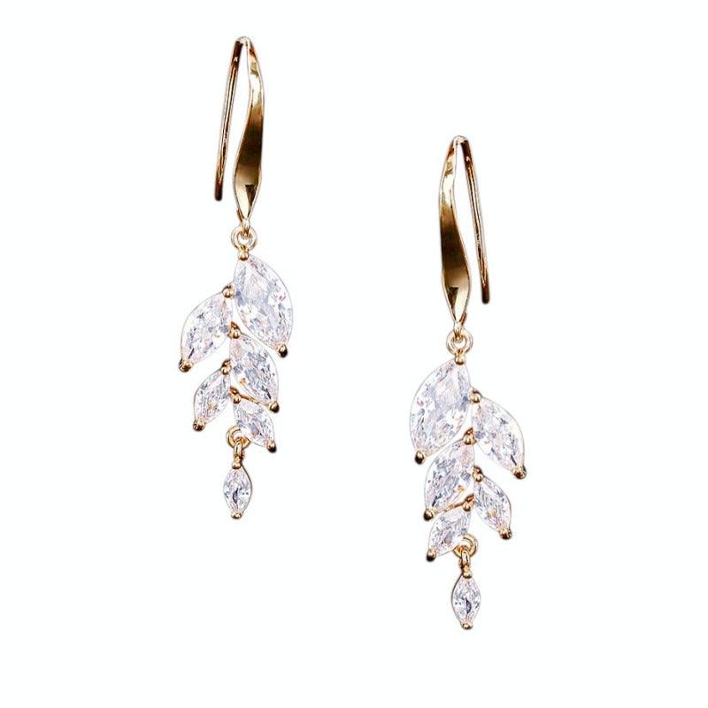 Crystal earrings, ATHENA BRIDAL|Classic Isabella Earrings in Gold