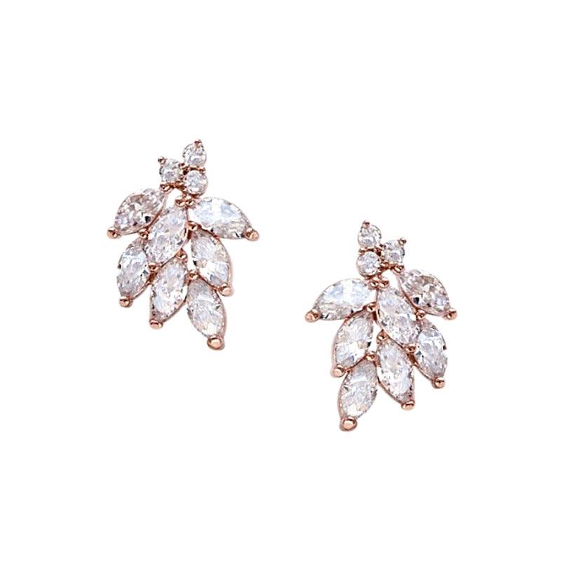 Crystal earrings, ATHENA BRIDAL|Dainty Bella Earrings in Rosegold