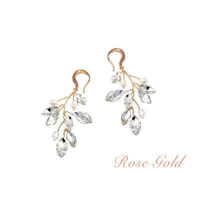 Crystal earrings, ATHENA BRIDAL|Natural Pearl Twine Earrings in RG