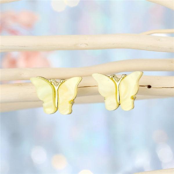 Earrings, FRENCH RIVIERA|Light Yellow Butterflies -butterfly earrings