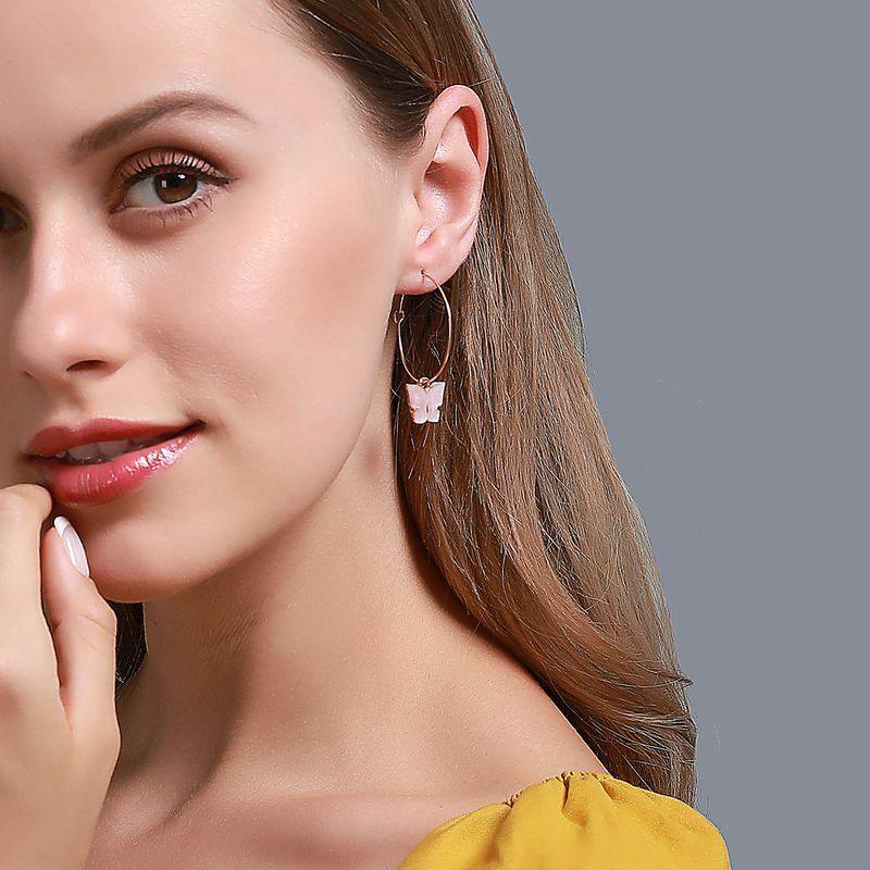 Earrings, PAPARAZZI|Large Butterfly Hoops in Light Pink