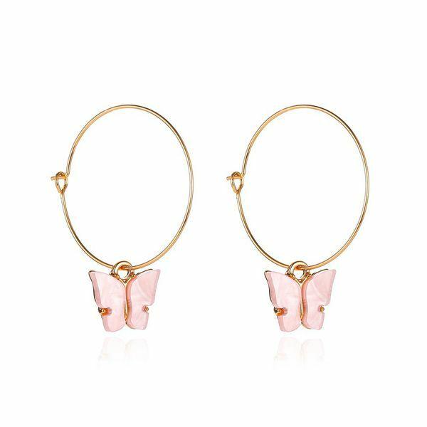 Earrings, PAPARAZZI|Large Butterfly Hoops in Light Pink