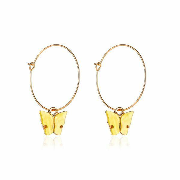 Earrings, PAPARAZZI|Large Butterfly Hoops in Yellow