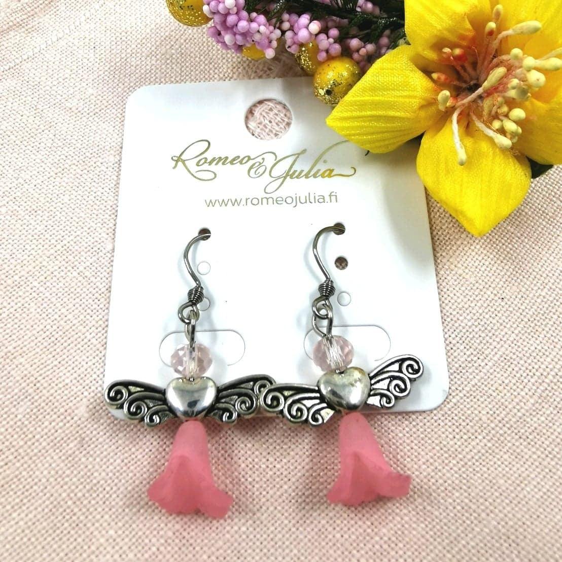 Earrings, Angel - pink angel earrings