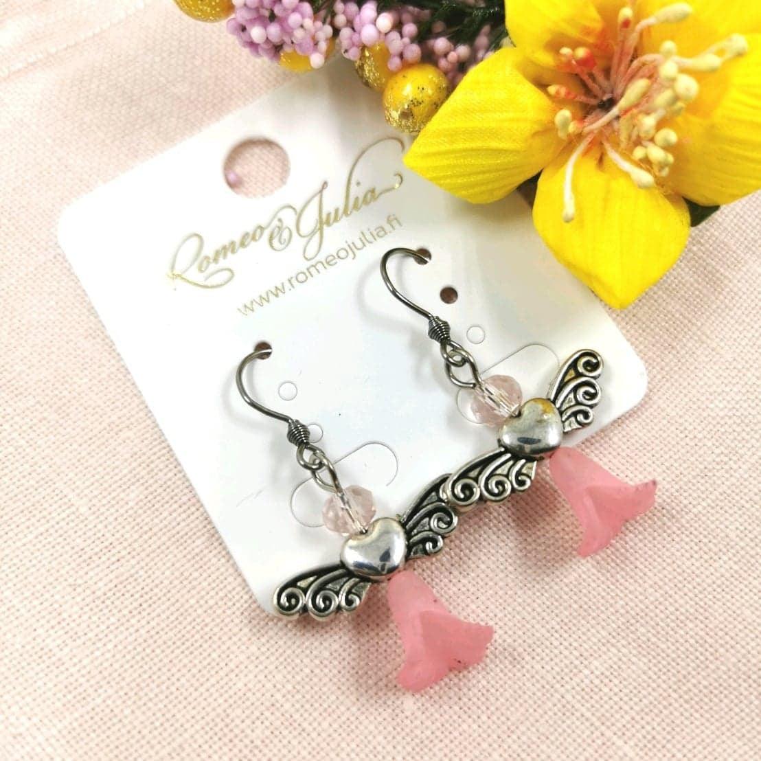 Earrings, Angel - pink angel earrings