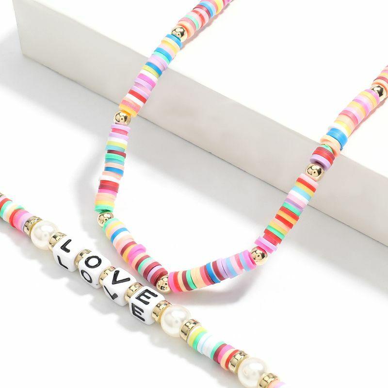 Necklace set, PAPARAZZI|Colourful Surf Necklace with Love Text