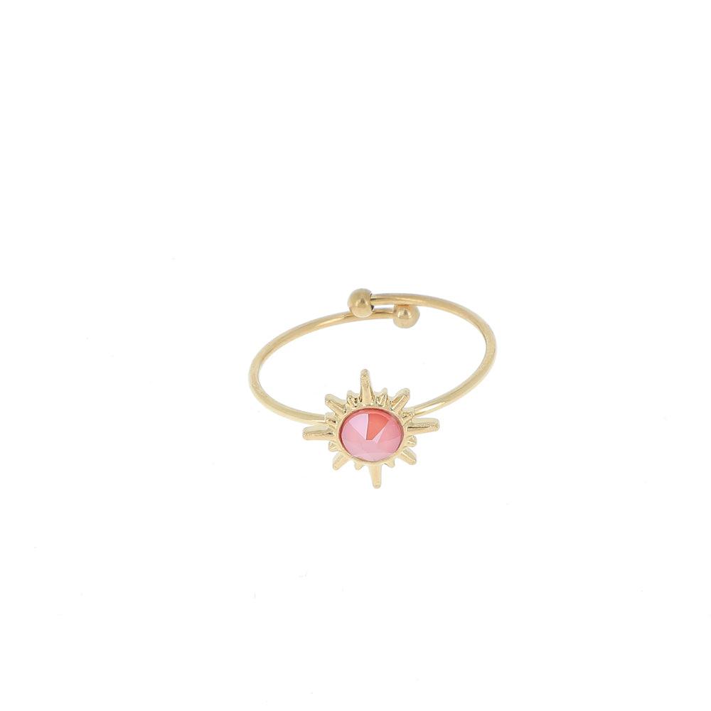 Ring, BOHM PARIS|Bague Melany dorée with Cristal coral