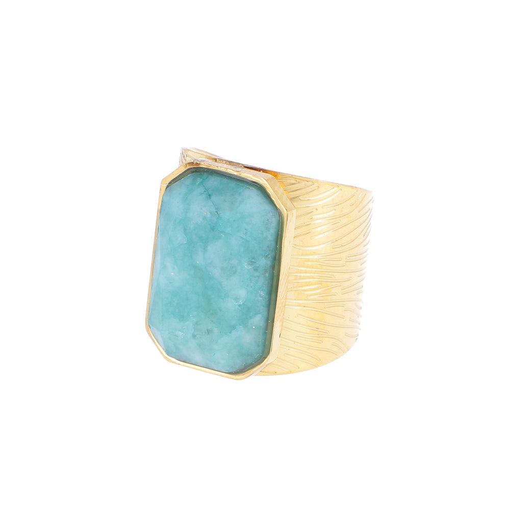 Ring, BOHM PARIS|Bague Joas dorée avec amazonite