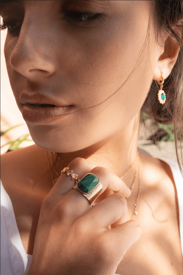 Ring, BOHM PARIS|Bague Joas dorée with Malachite