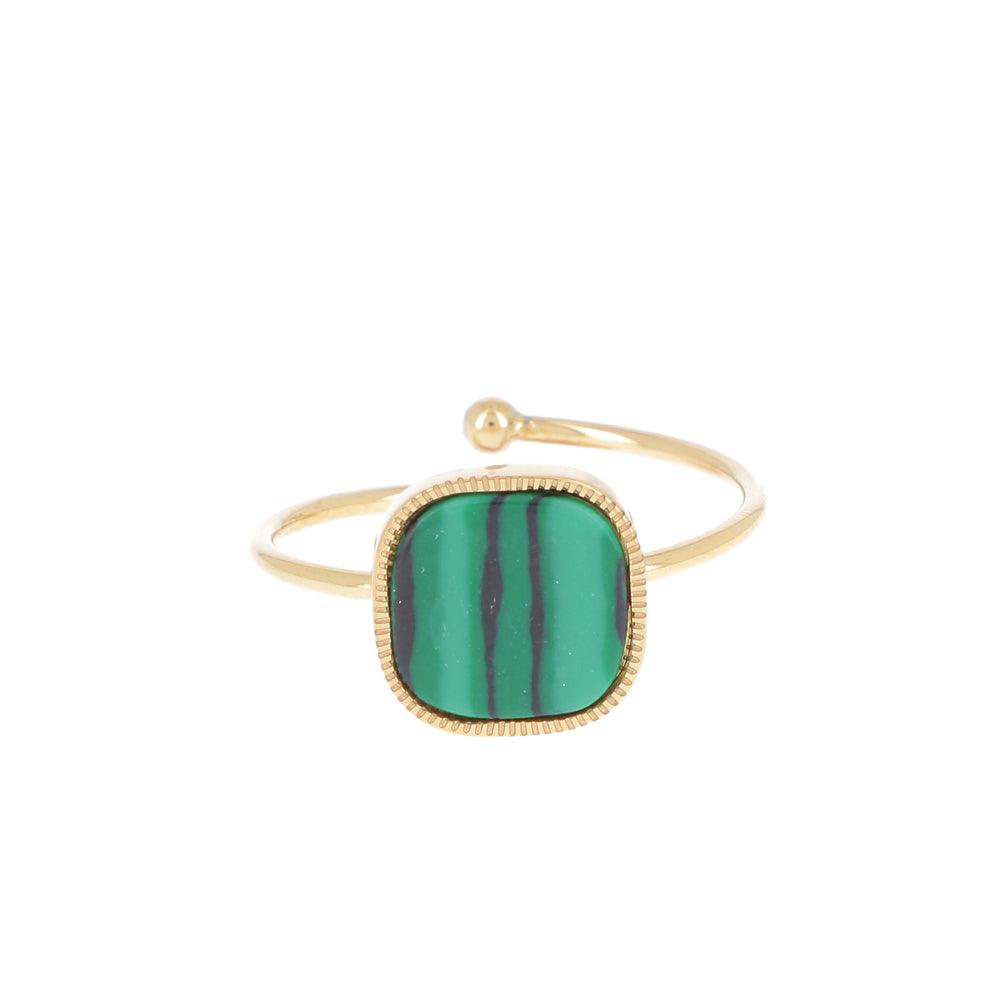 Ring, BOHM PARIS|Bague Gigi dorée with Malachite