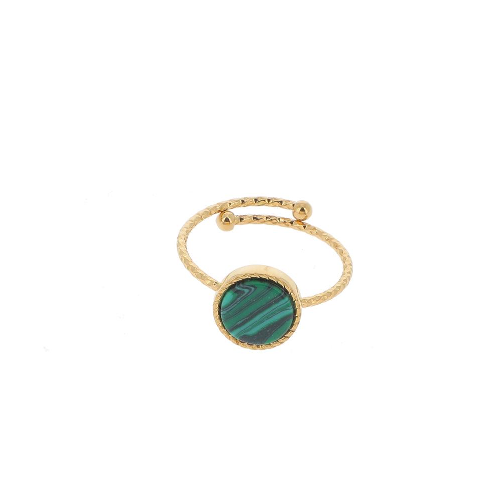 Ring, BOHM PARIS|Bague Chloe dorée with Malachite