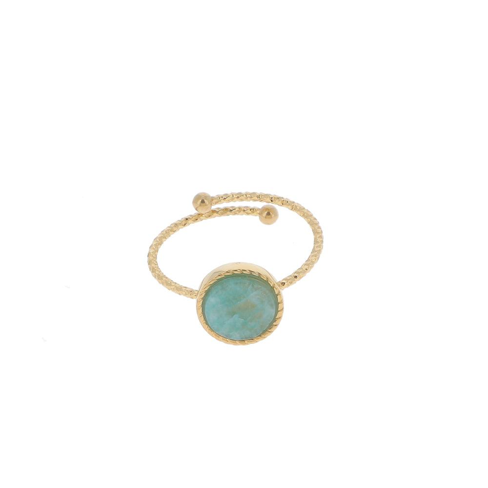 Ring, BOHM PARIS|Bague Chloe dorée avec amazonite