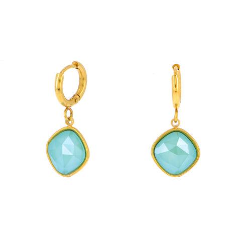 Earrings, BOHM PARIS|Boucles D'oreilles Léa avec Cristal azure blue