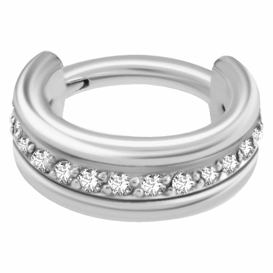 Piercing Ring, Premium CZ Mini Segment Clicker in Steel