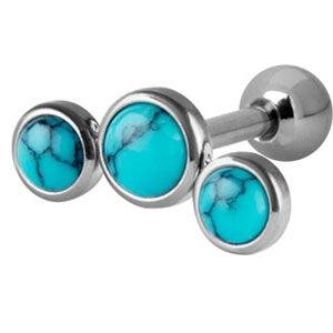 Cartilage jewelry/tragus jewelry, Natural Turquoise Barbell