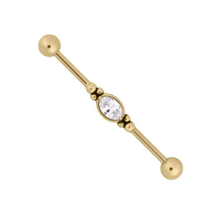 Industrial, Steel Zirconline® Jeweled Barbell with Cubic Zirconia