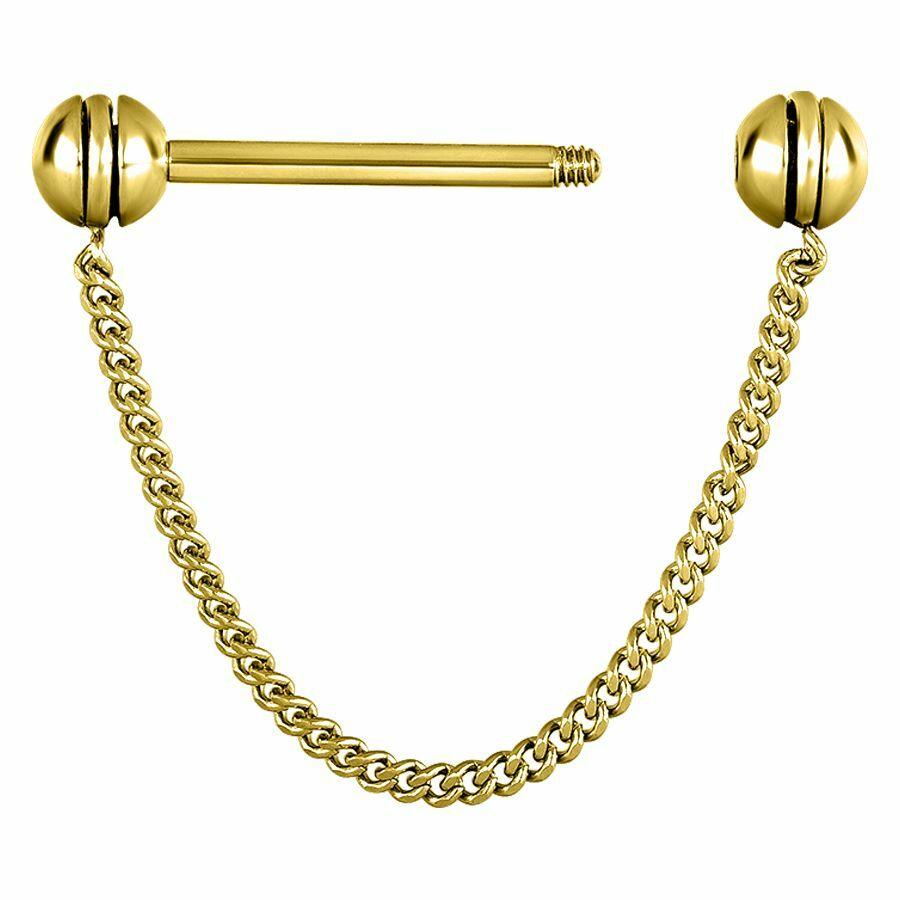 Nipple Barbell, Steel Zirconline® Rotating Chain Nipple Barbell