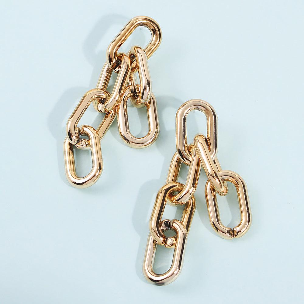 Earrings, PAPARAZZI|Chunky Gold Chain Earrings