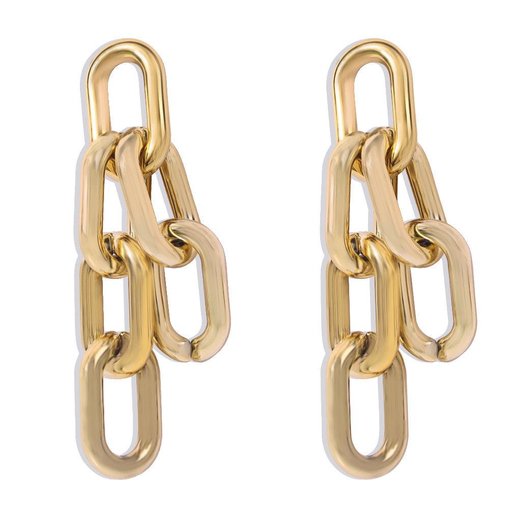 Earrings, PAPARAZZI|Chunky Gold Chain Earrings