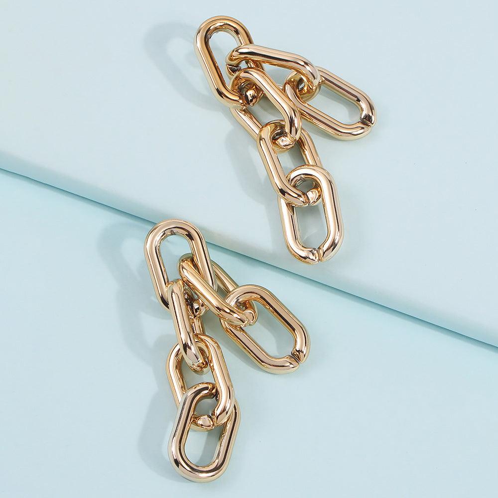 Earrings, PAPARAZZI|Chunky Gold Chain Earrings