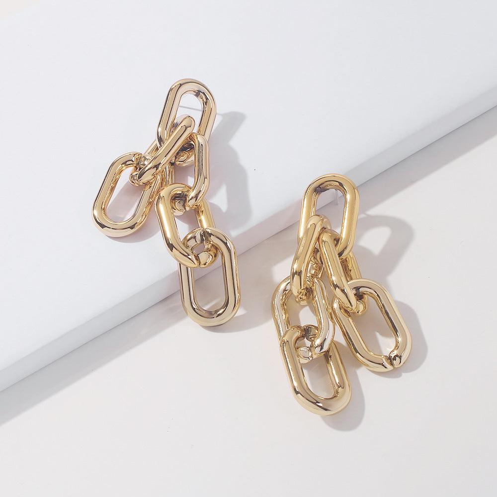 Earrings, PAPARAZZI|Chunky Gold Chain Earrings