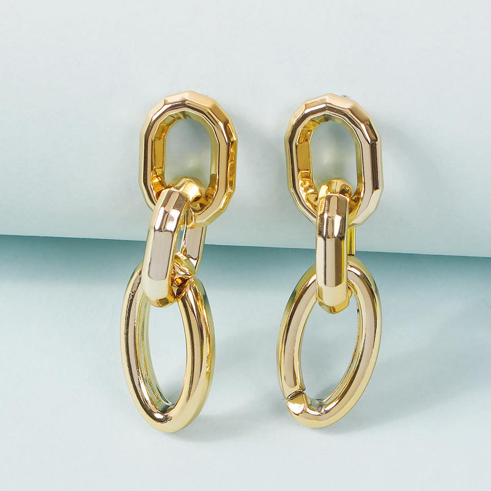 Korvakorut, PAPARAZZI|Chunky Oval Gold Chain Earrings