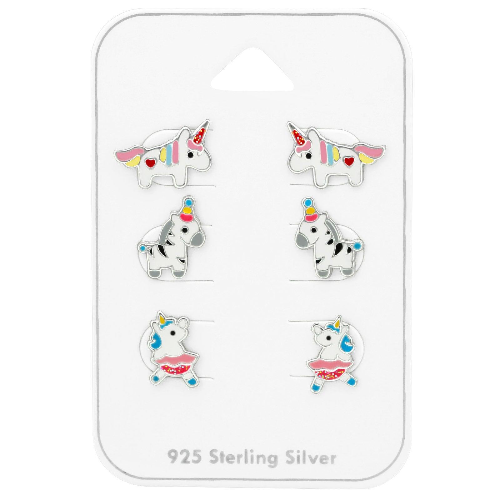 Children's silver button set, Party Zebra button set