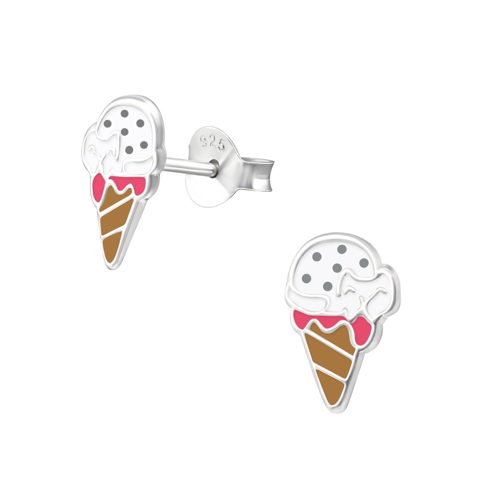 Children's silver earrings, Licorice Ice Cream earrings