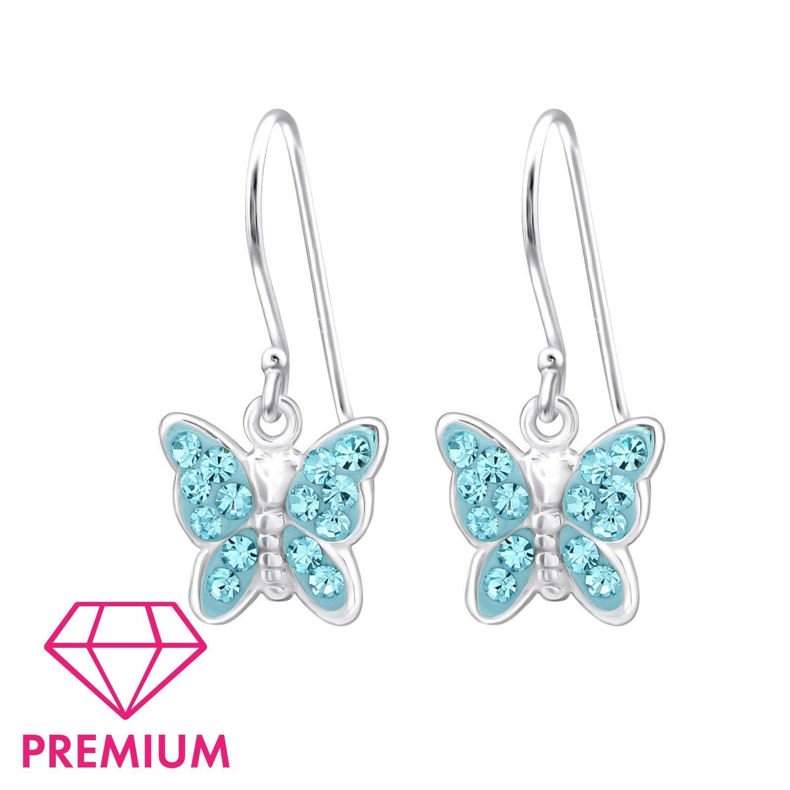 Children's premium silver earrings, Turquoise Butterfly earrings