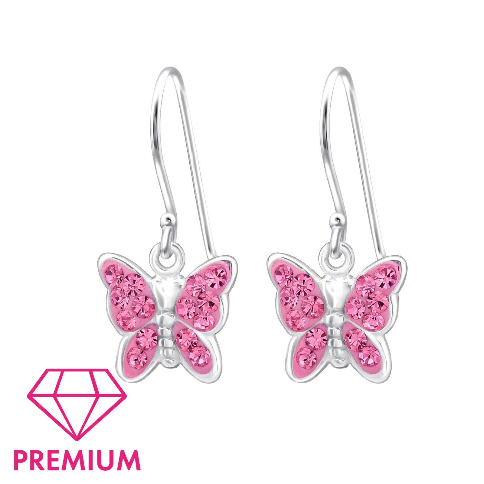 Children's premium silver earrings, Rose Butterfly earrings