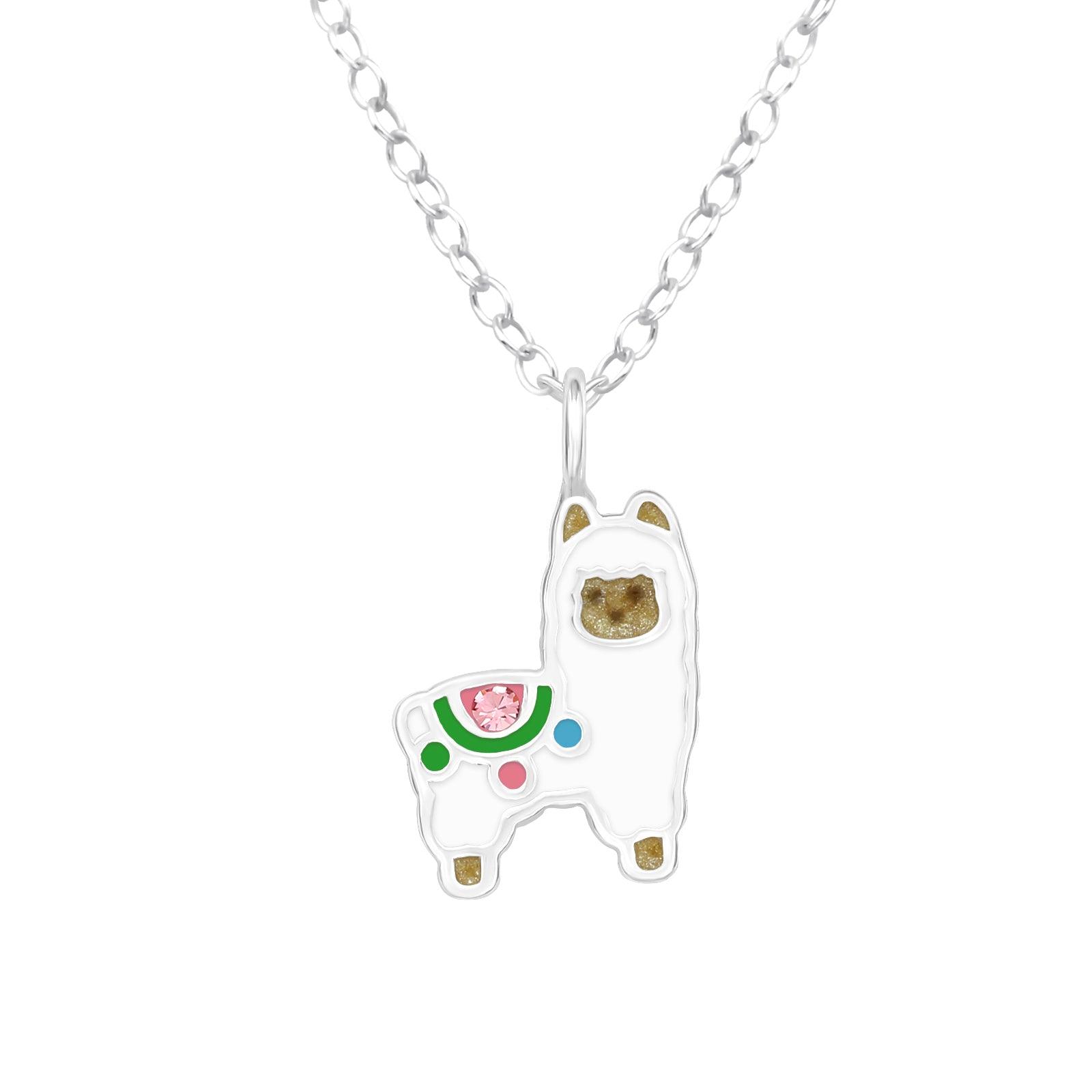 Children's silver necklace, Llama necklace