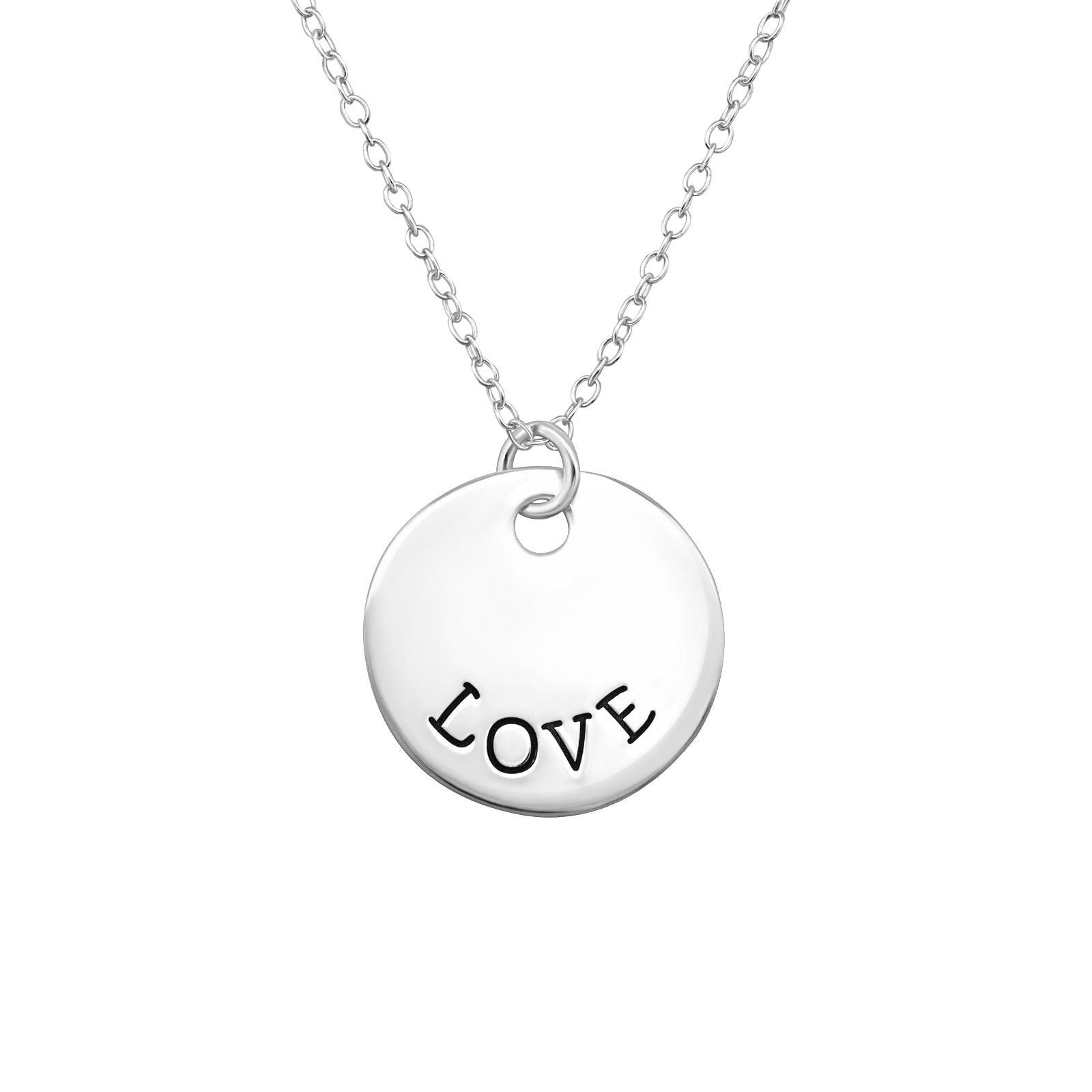 Silver necklace, Love Text Necklace