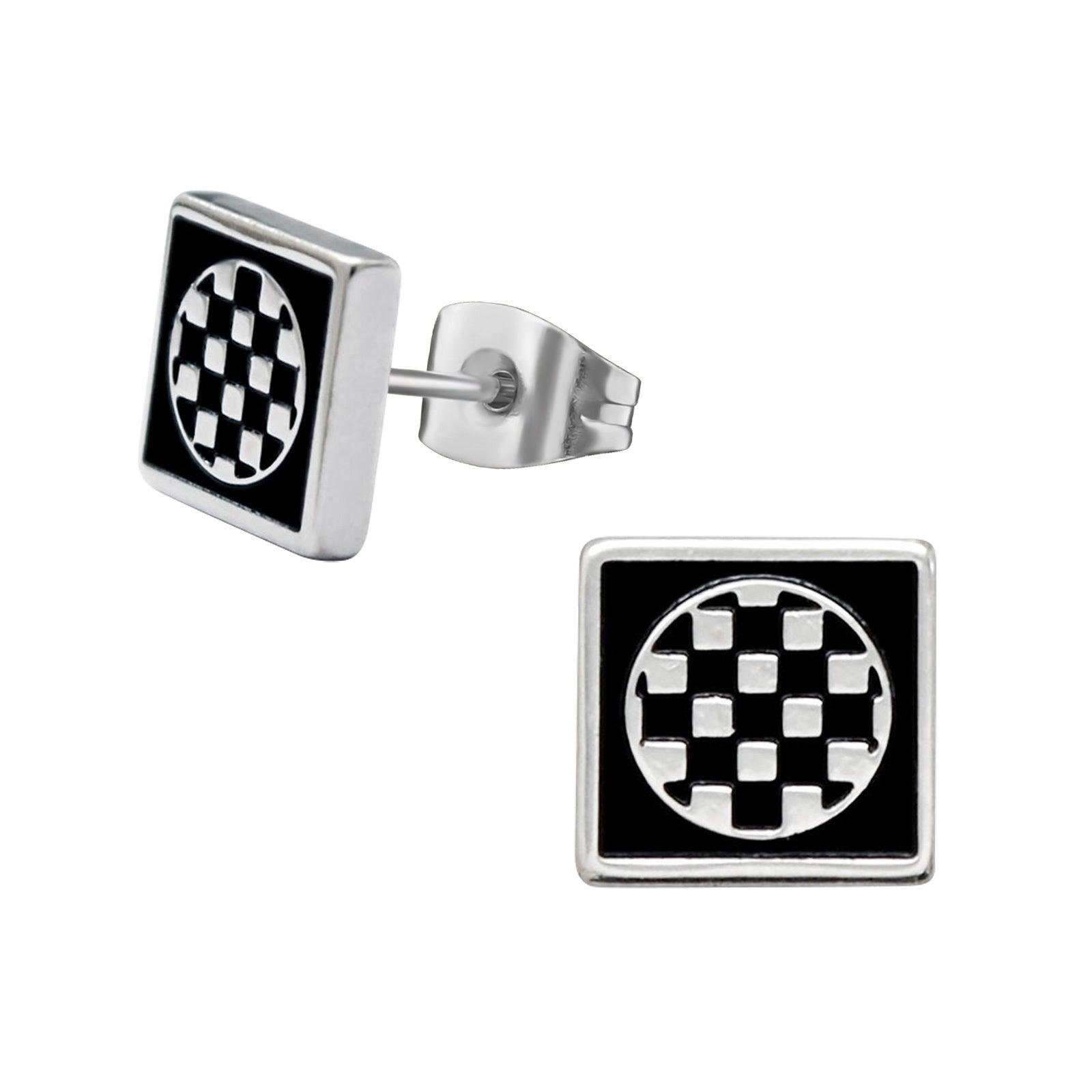 Surgical steel studs, Square Checker Earstuds