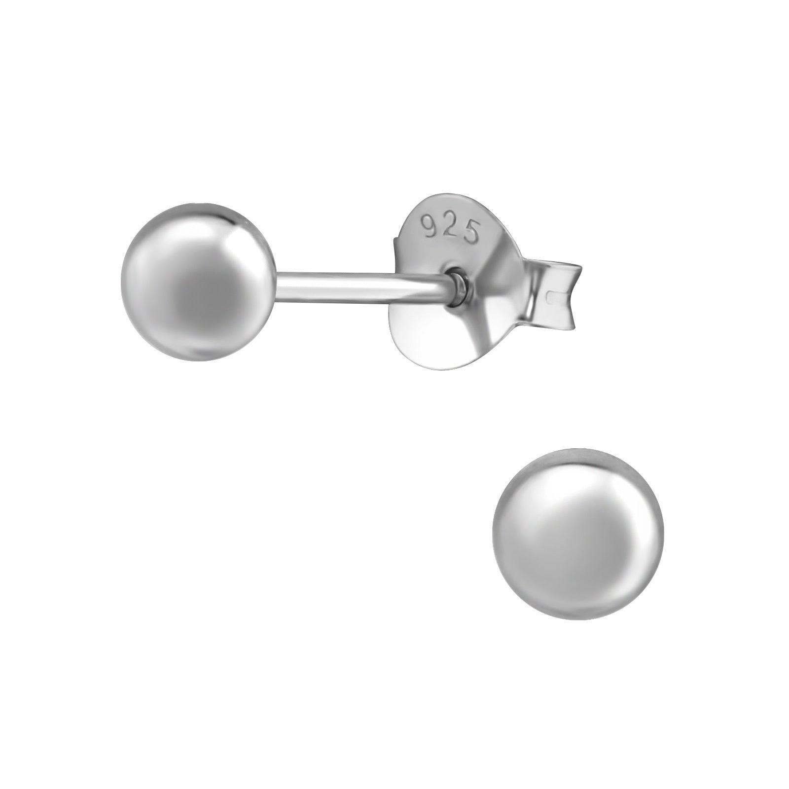 Silver earrings, Round Basic 4MM OX Earstuds