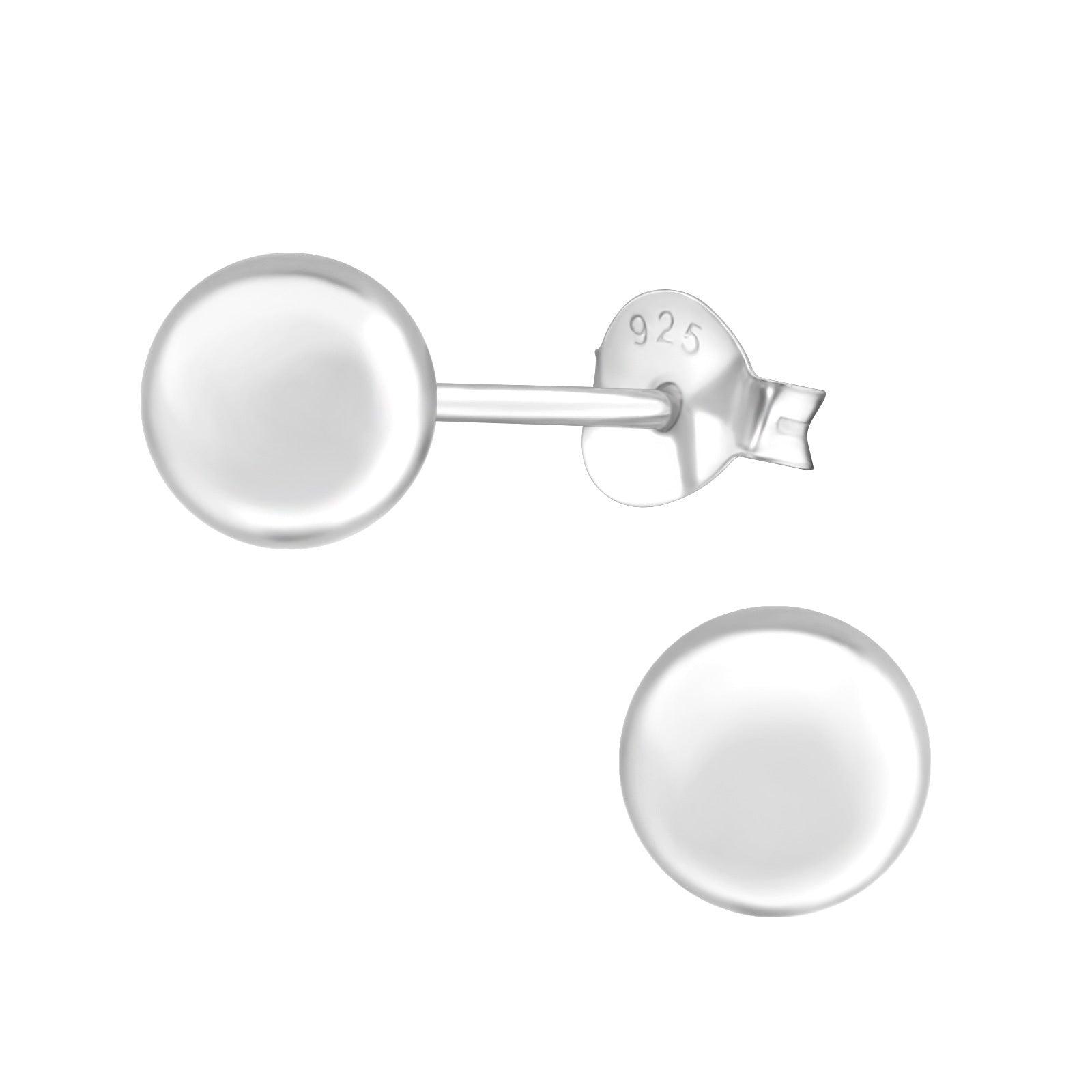 Silver earrings, Round Basic 6mm Earstuds