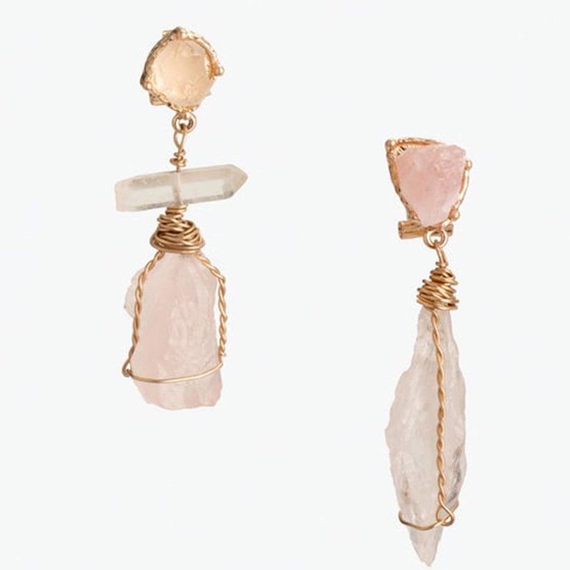 Earrings, FRENCH RIVIERA|Modern Pink Earrings in Gold