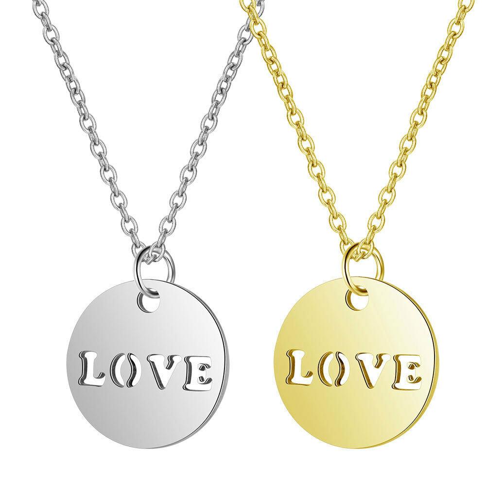 Surgical steel necklace, Simple Love Necklace in Two Colors