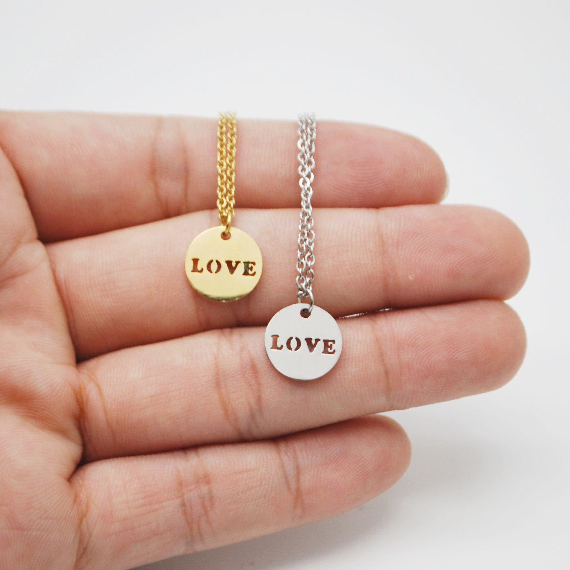 Surgical steel necklace, Simple Love Necklace in Two Colors