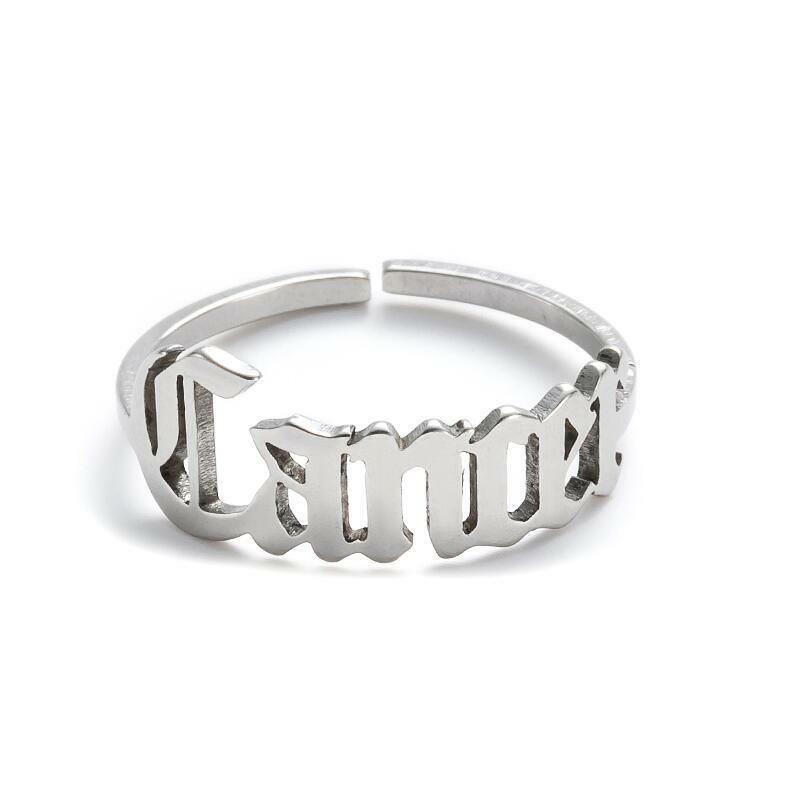 Surgical steel ring, Horoscope text jewelry for zodiac signs